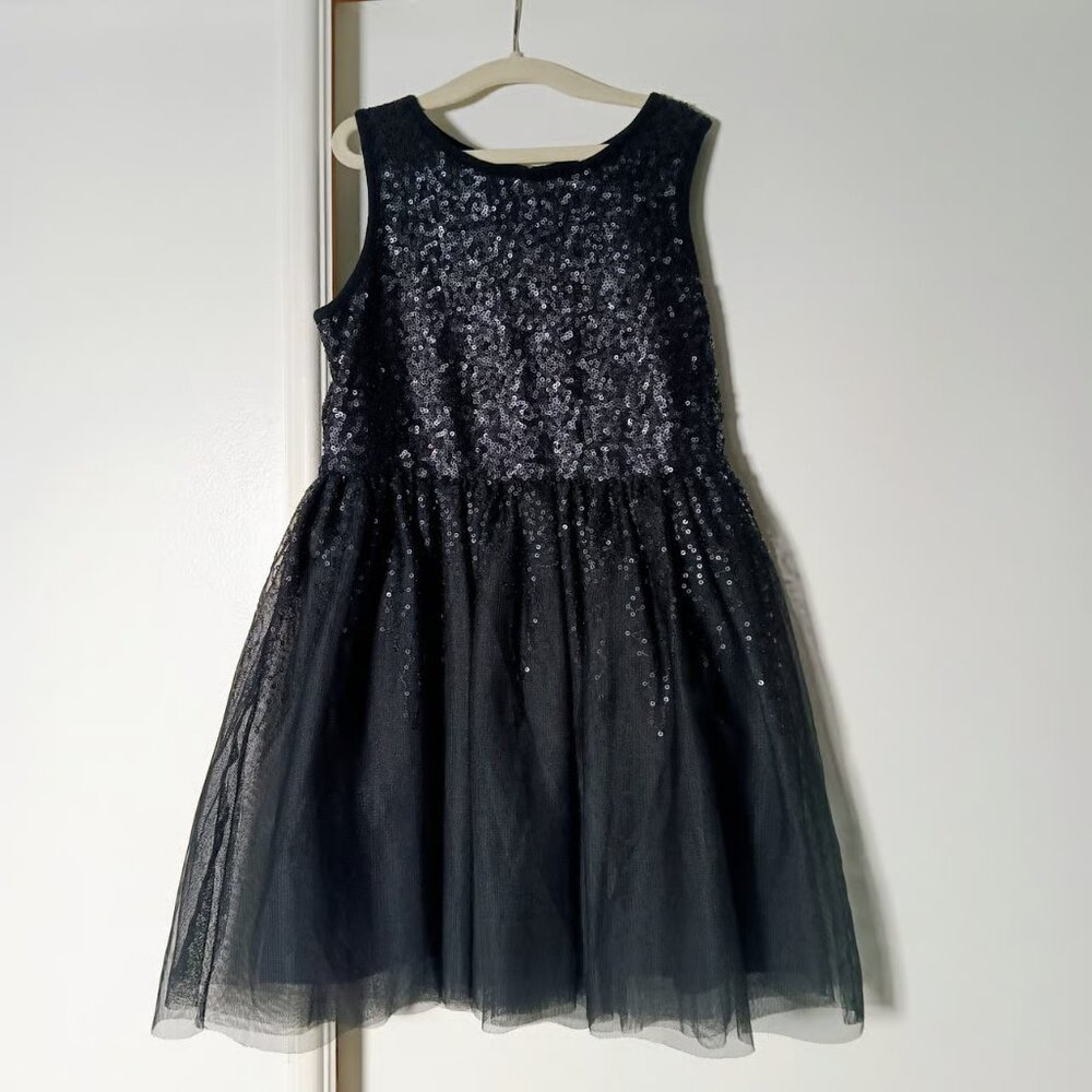 Gap Kids Sequin and Tulle Black Dress Size Small